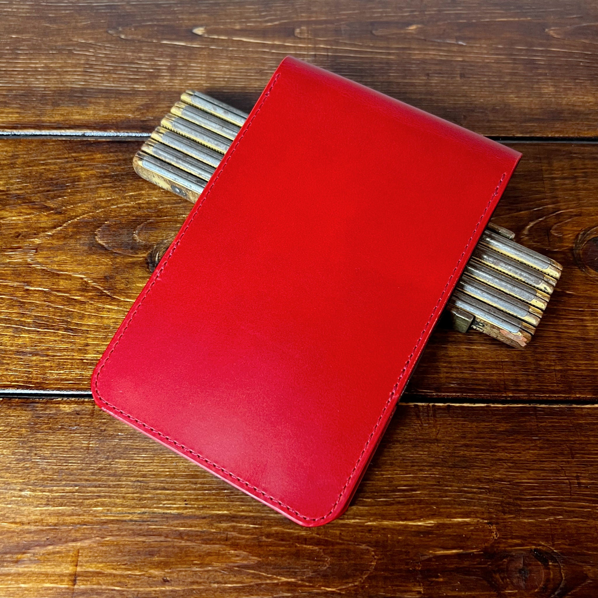 Augusta Classic Yardage Book Cover in Red Buttero, Black Interior, and Red Thread