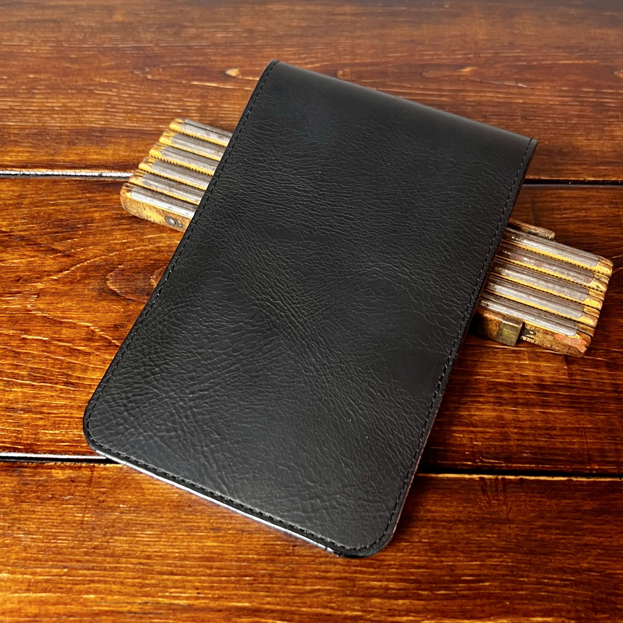 Augusta Classic Yardage Book Cover in Black Waxy, Red Interior, and Black Thread