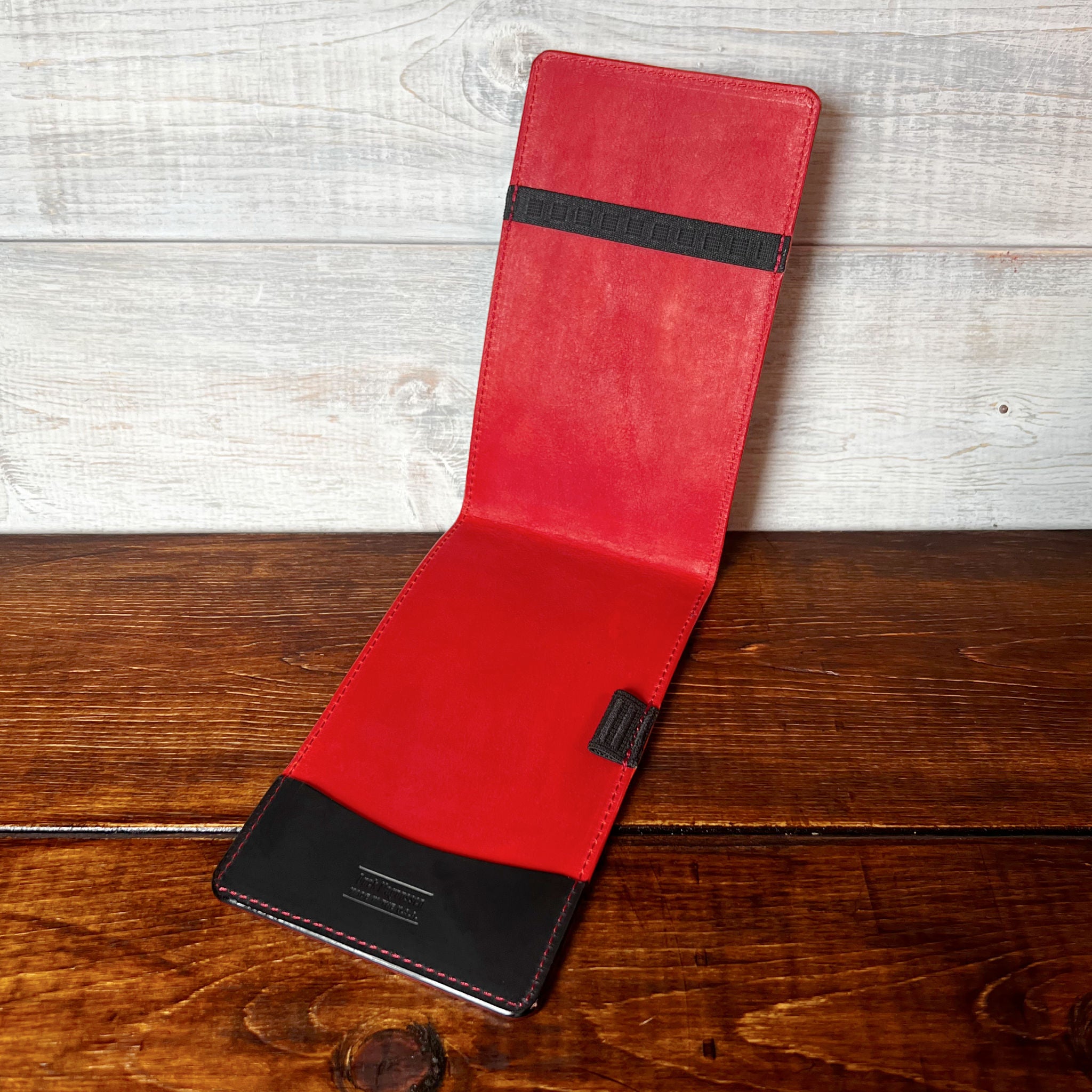 Augusta Pro Yardage Book Cover in Black Waxy, Red Interior, and Black Thread