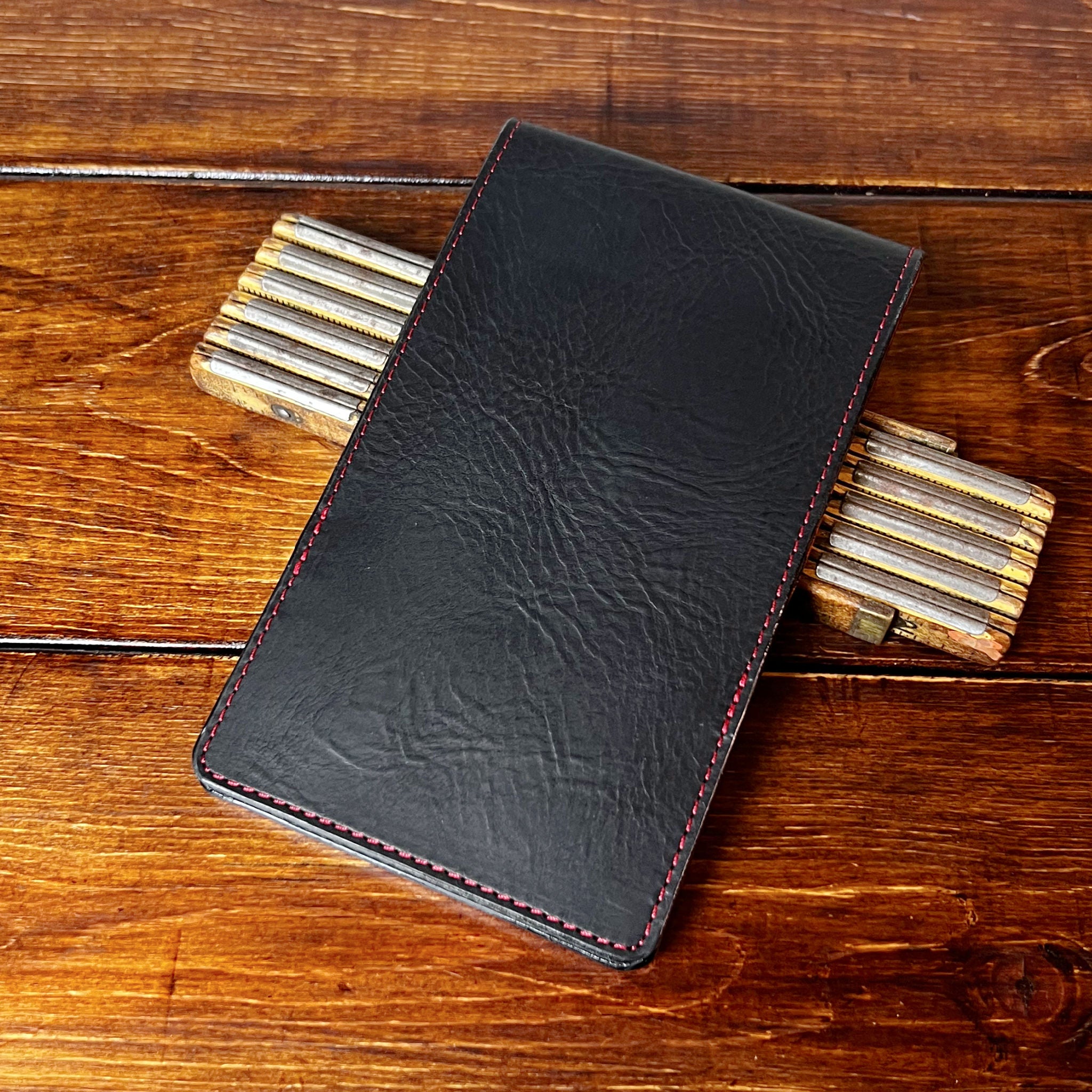 Augusta Pro Yardage Book Cover in Black Waxy, Red Interior, and Black Thread