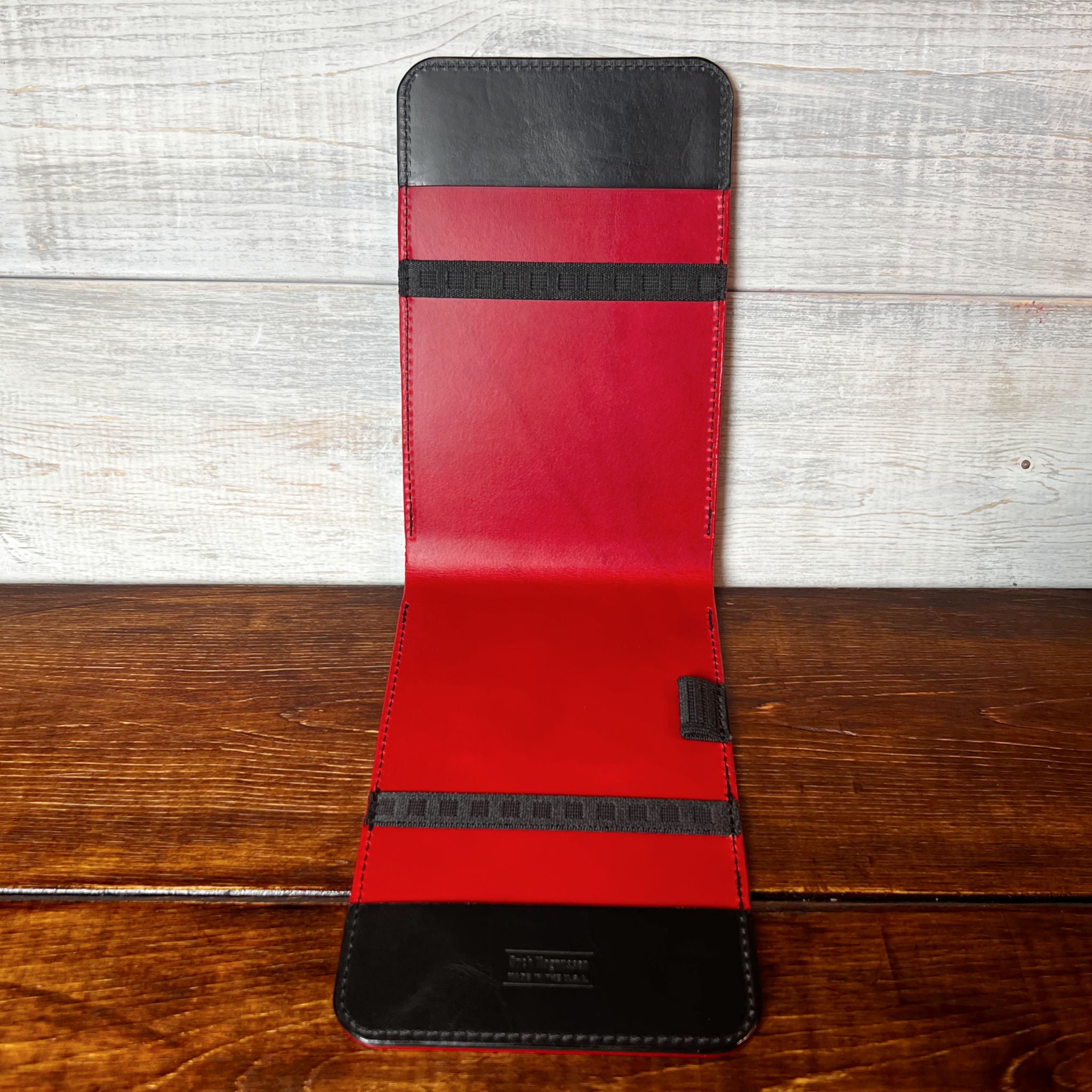 Oakmont Classic Yardage Book Cover in Black Buttero, Red Interior, and Black Thread