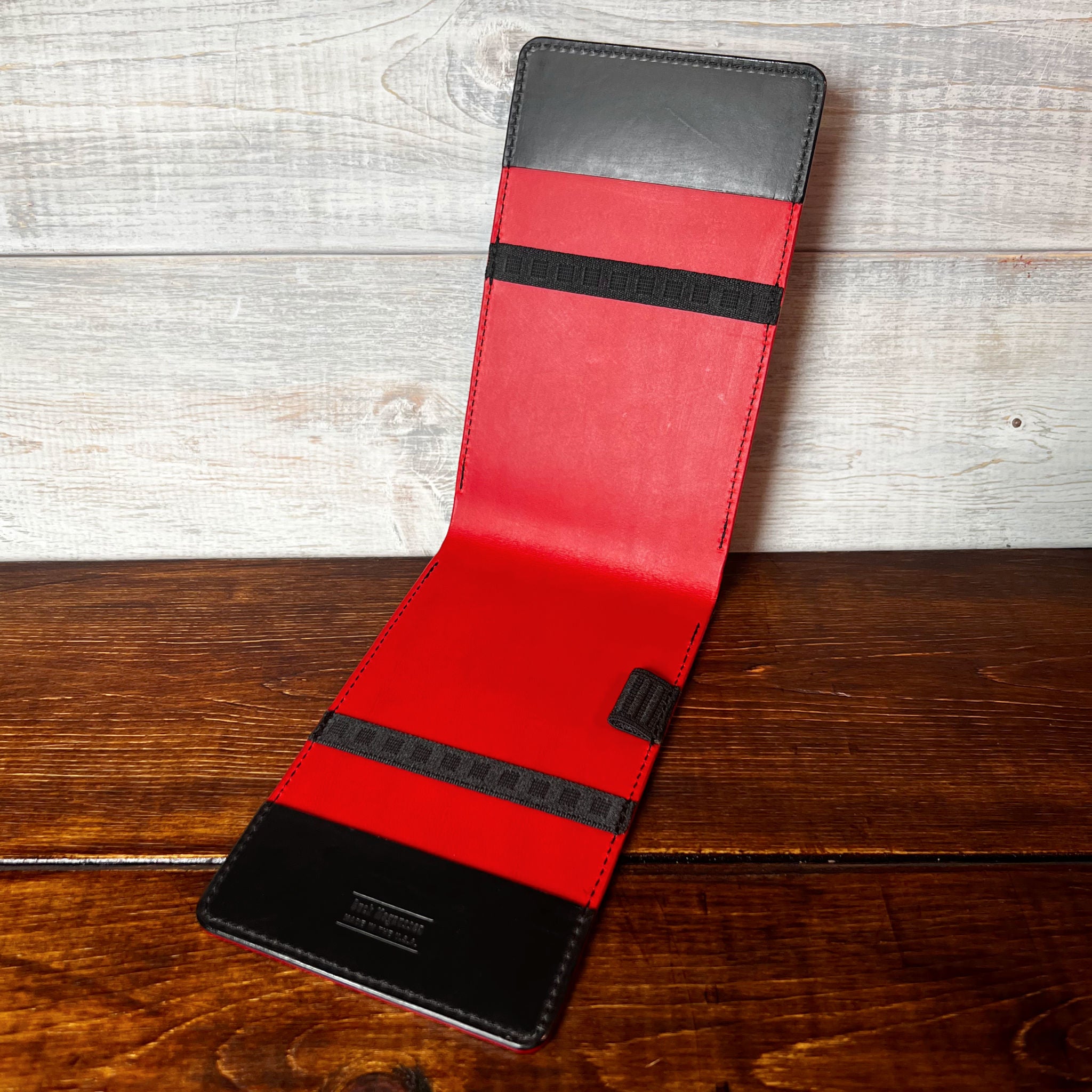 Oakmont Pro Yardage Book Cover in Black Buttero, Red Interior, and Black Thread