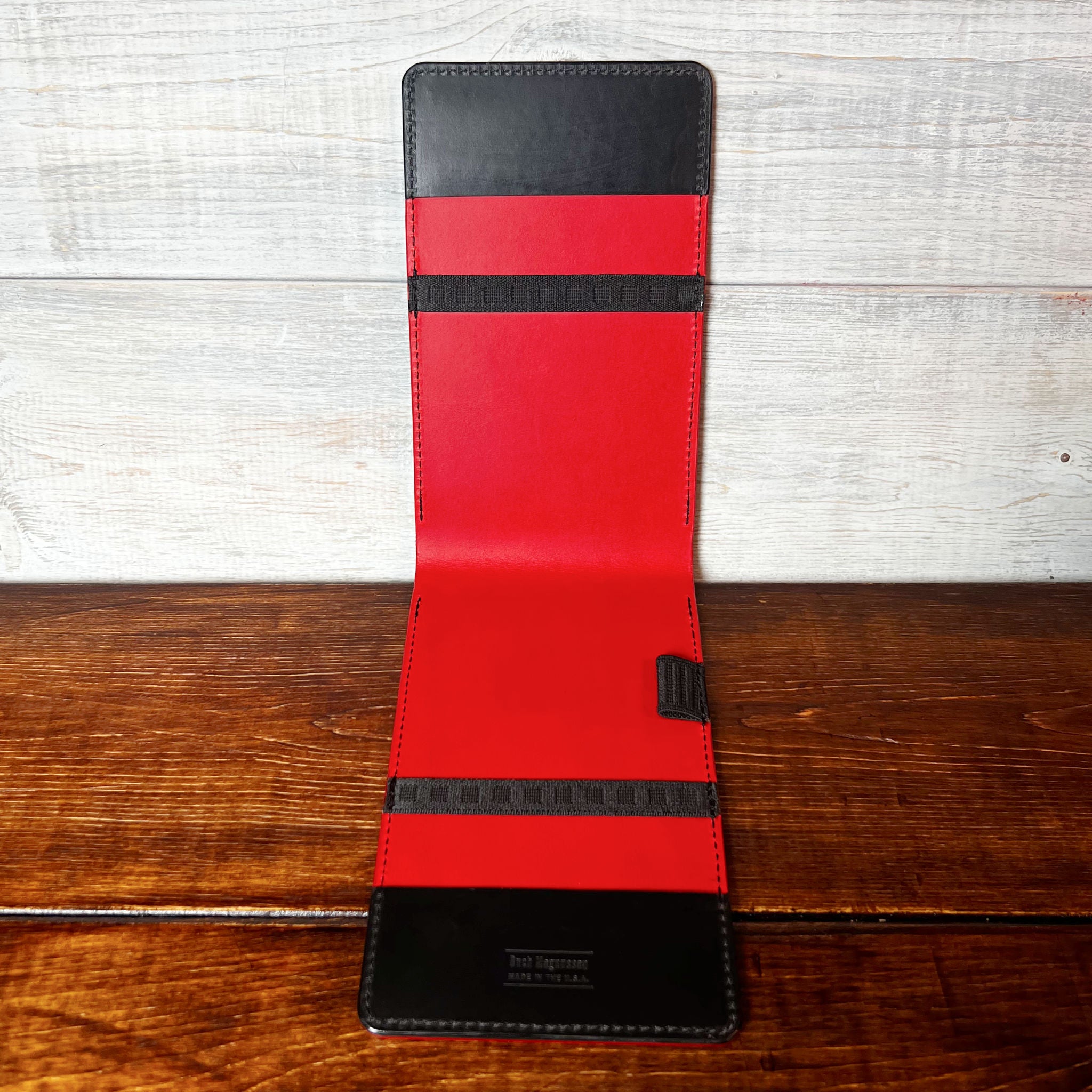 Oakmont Pro Yardage Book Cover in Black Buttero, Red Interior, and Black Thread