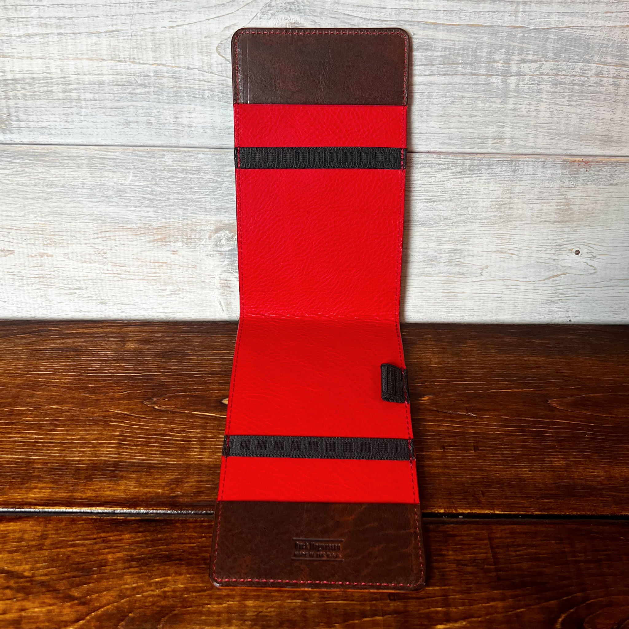 Oakmont Pro Yardage Book Cover in Nemesis, Red Interior, and Red Thread