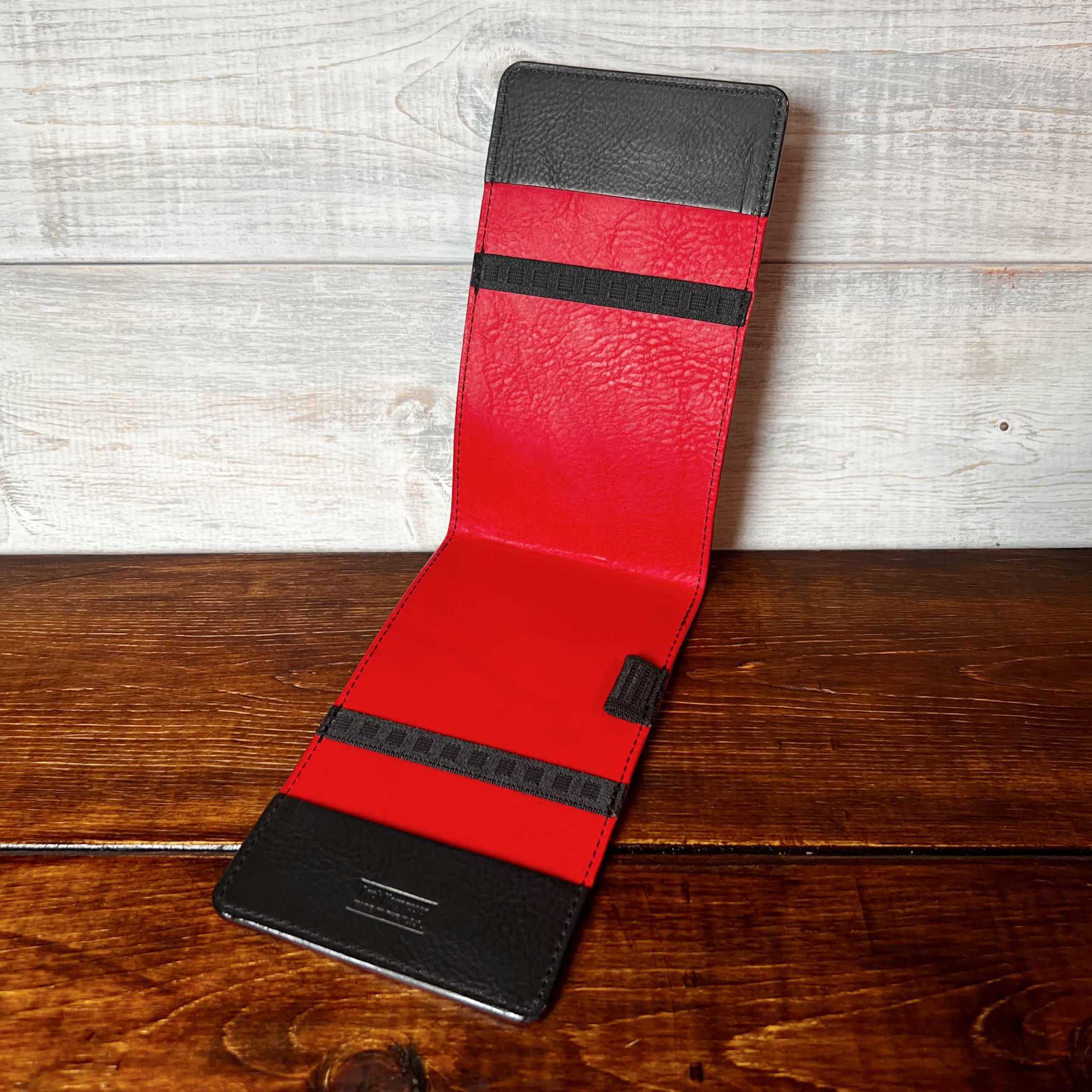 Oakmont Pro Yardage Book Cover in Black Waxy, Red Interior, and Black Thread