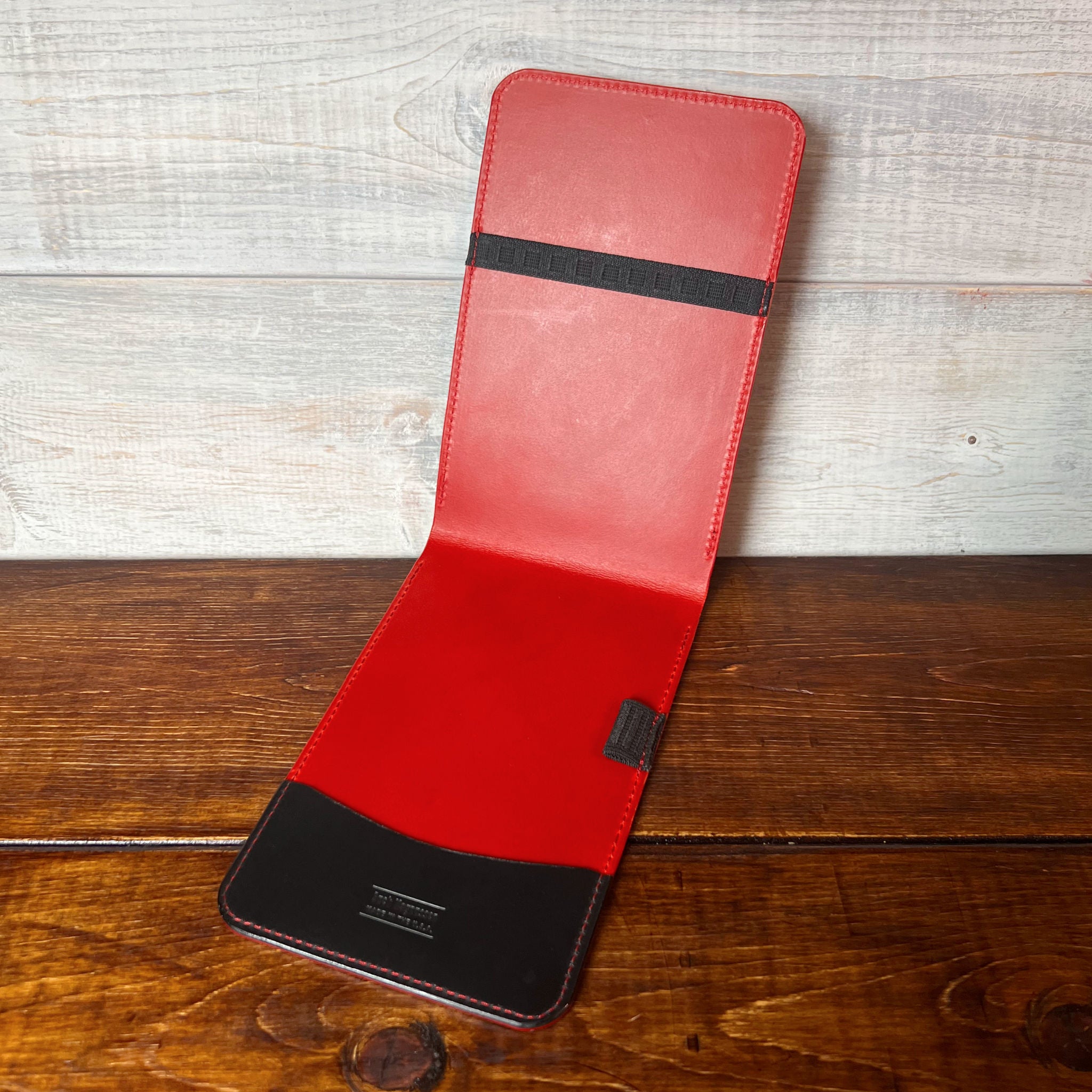 Augusta Classic Yardage Book Cover in Black Buttero, Red Interior, and Red Thread