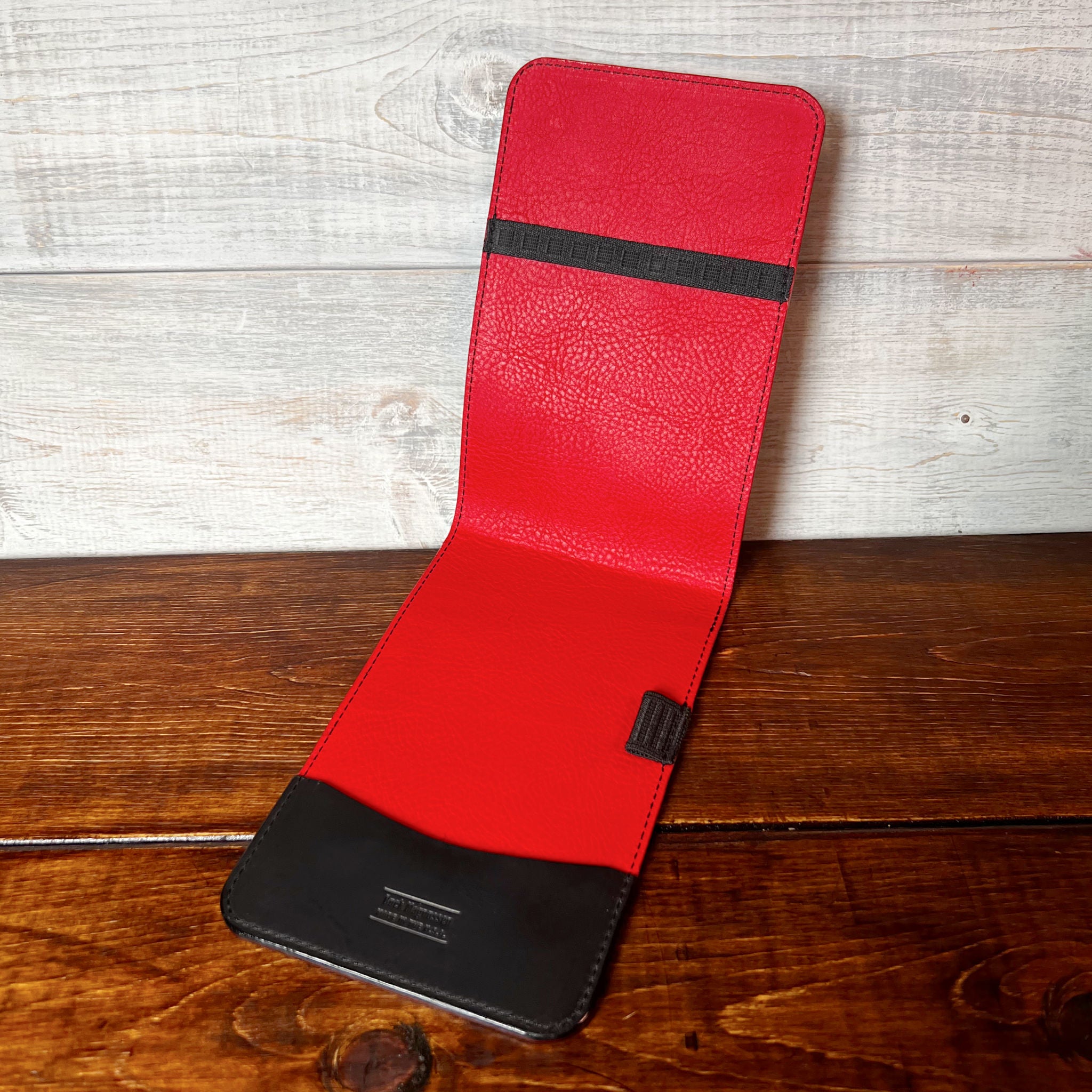Augusta Classic Yardage Book Cover in Black Waxy, Red Interior, and Black Thread