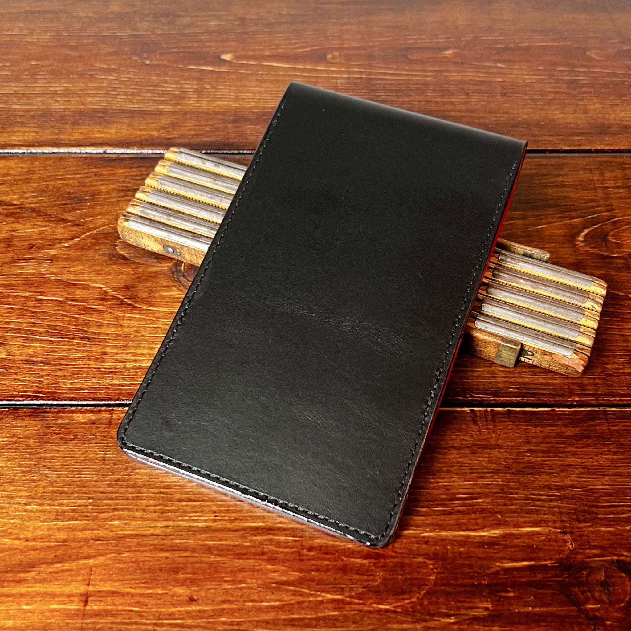 Augusta Pro Yardage Book Cover in Black Buttero, Red Interior, and Black Thread