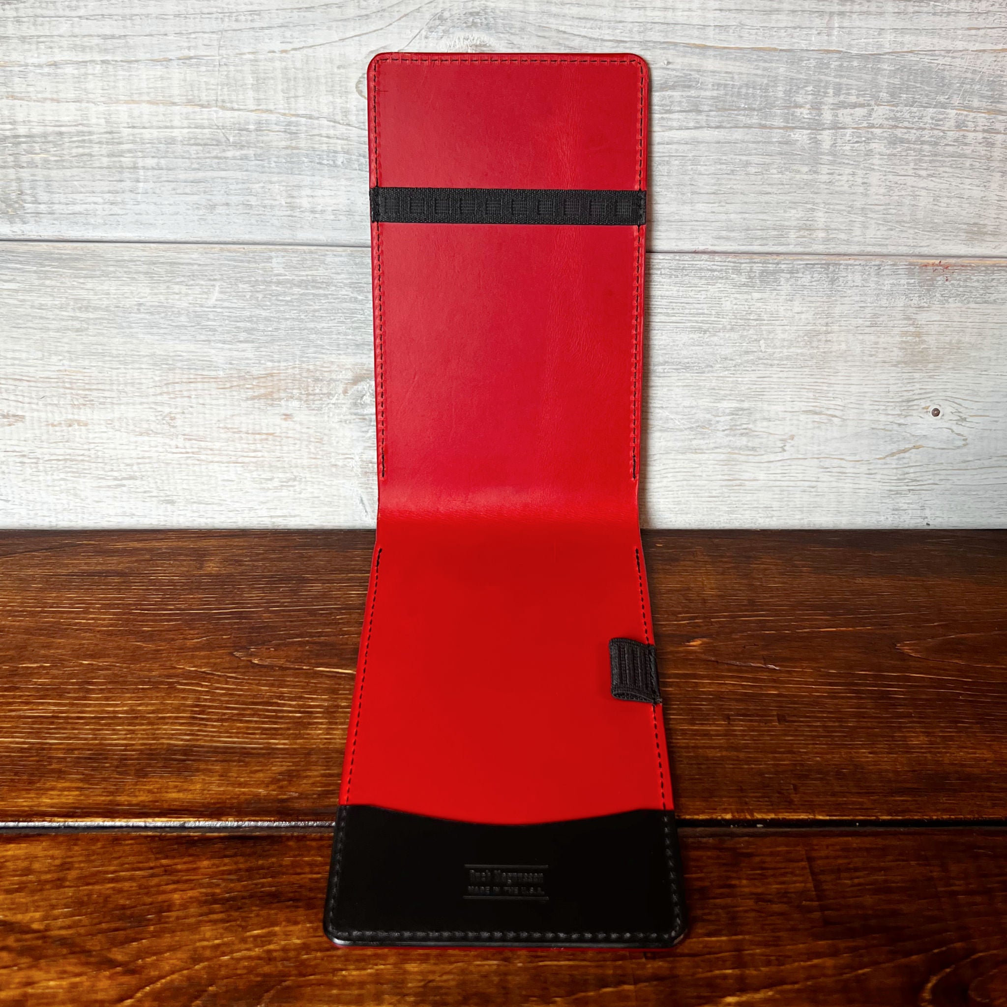 Augusta Pro Yardage Book Cover in Black Buttero, Red Interior, and Black Thread