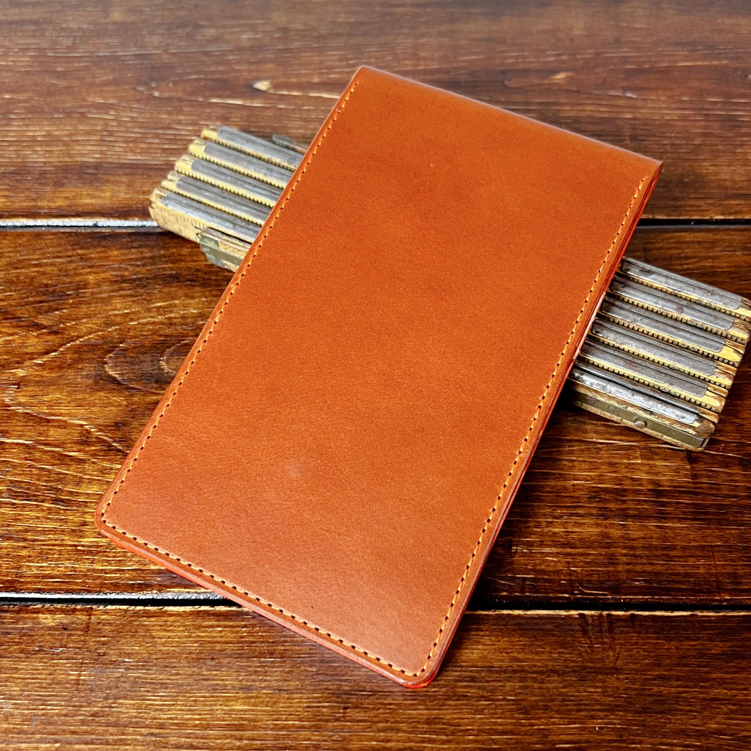 Oakmont Pro Yardage Book Cover in Whiskey Buttero and Orange Thread