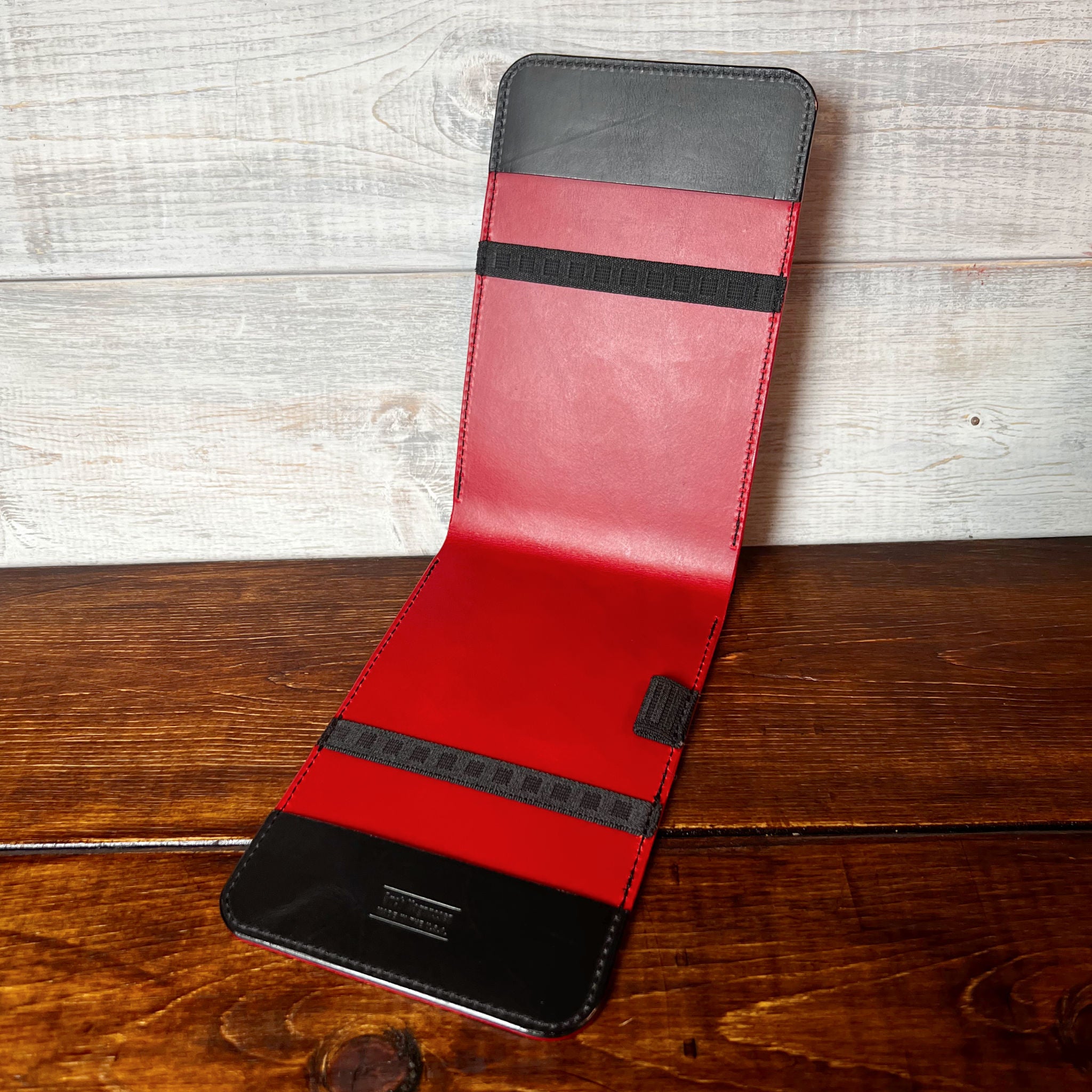 Oakmont Classic Yardage Book Cover in Black Buttero, Red Interior, and Black Thread