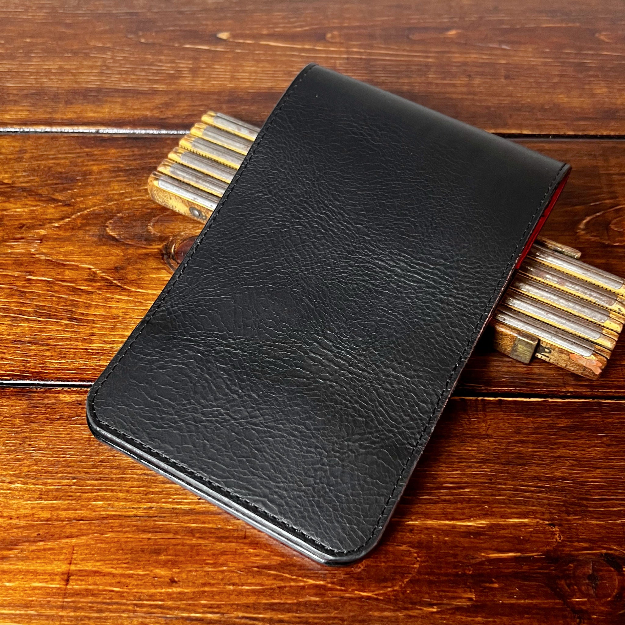 Oakmont Classic Yardage Book Cover in Black Waxy, Red Interior, and Black Thread