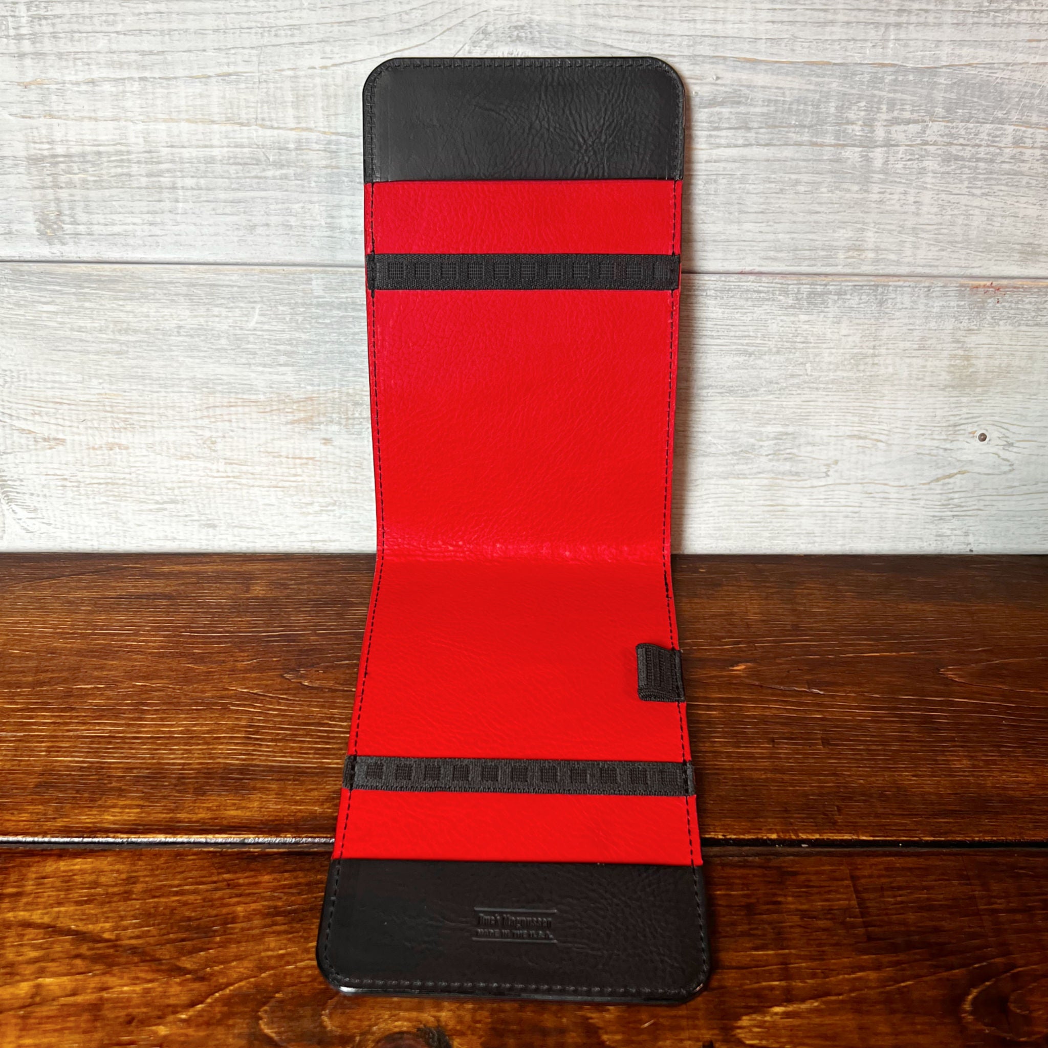 Oakmont Classic Yardage Book Cover in Black Waxy, Red Interior, and Black Thread