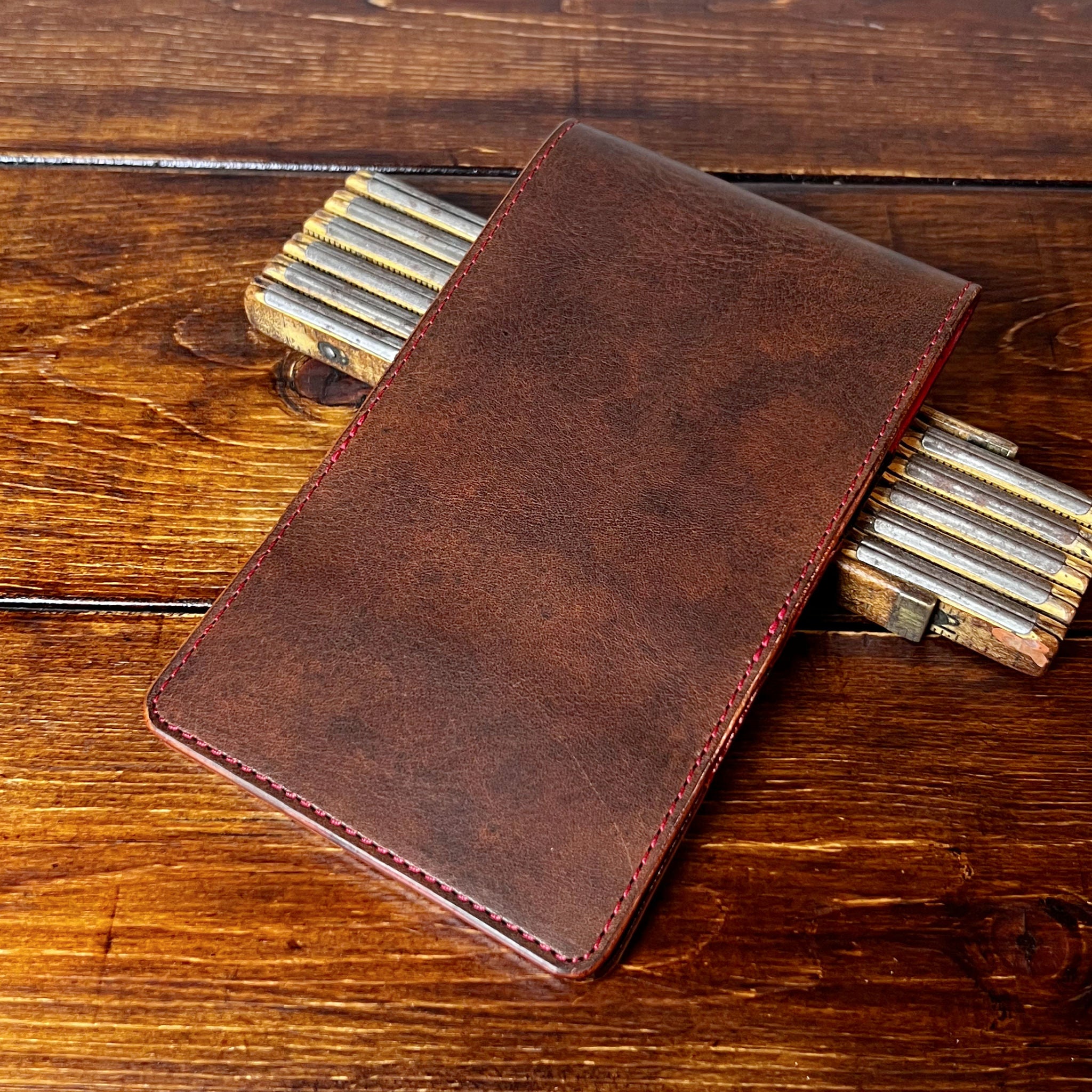 Oakmont Pro Yardage Book Cover in Nemesis, Red Interior, and Red Thread