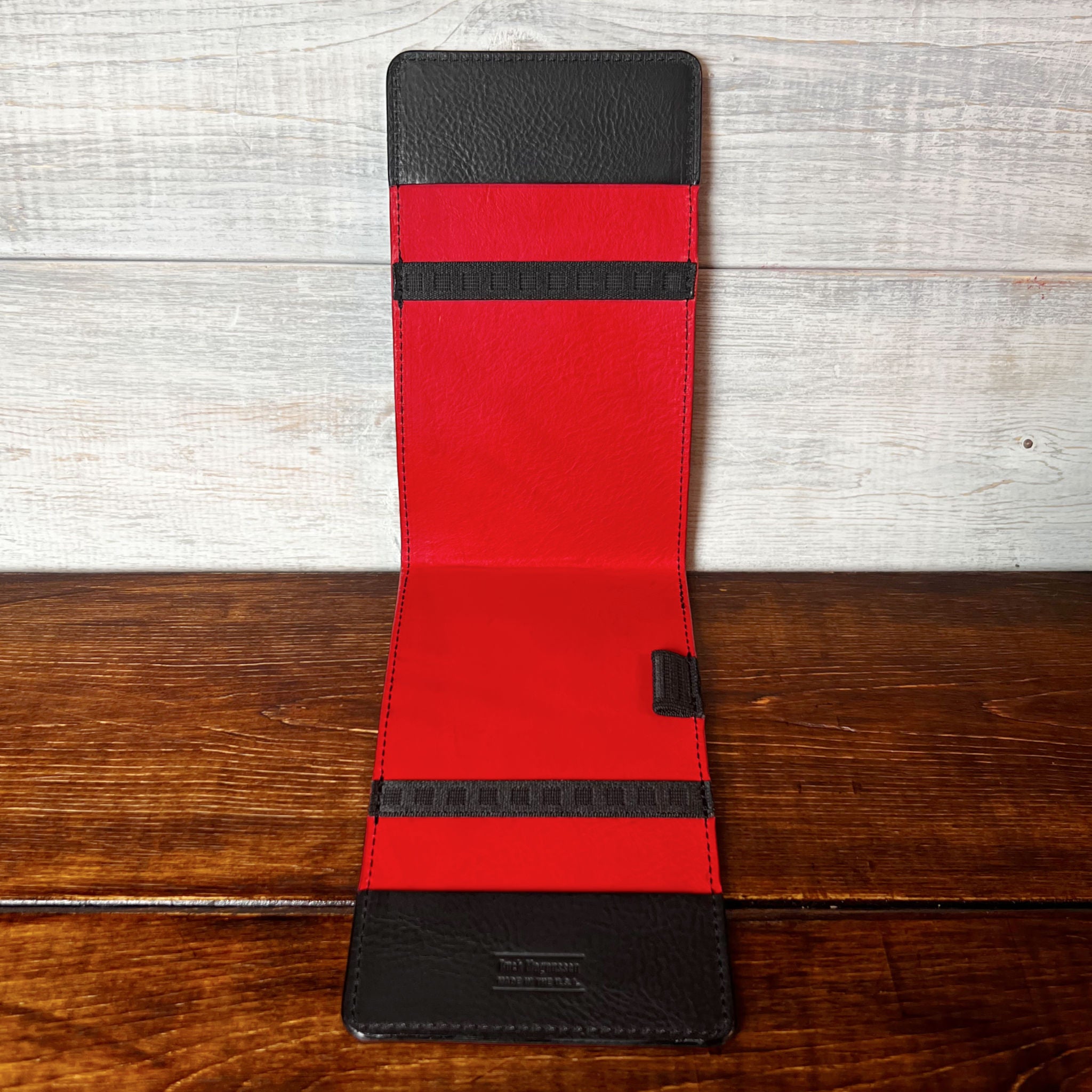 Oakmont Pro Yardage Book Cover in Black Waxy, Red Interior, and Black Thread