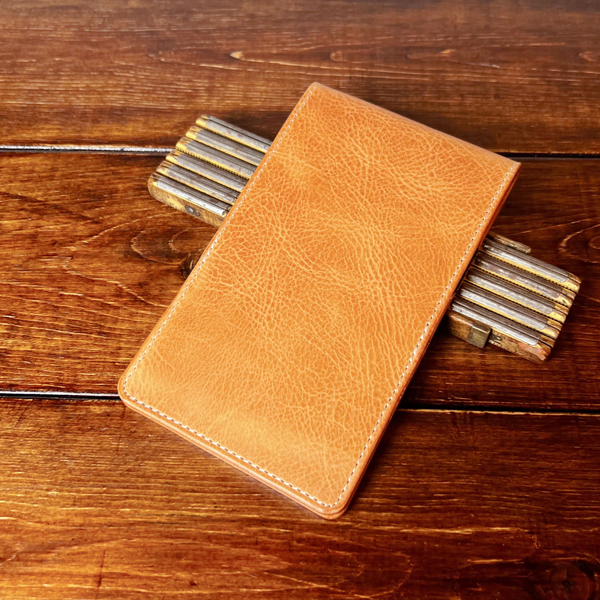 Oakmont Pro Yardage Book Cover in Natural Waxy, Natural Interior, and Cream Thread